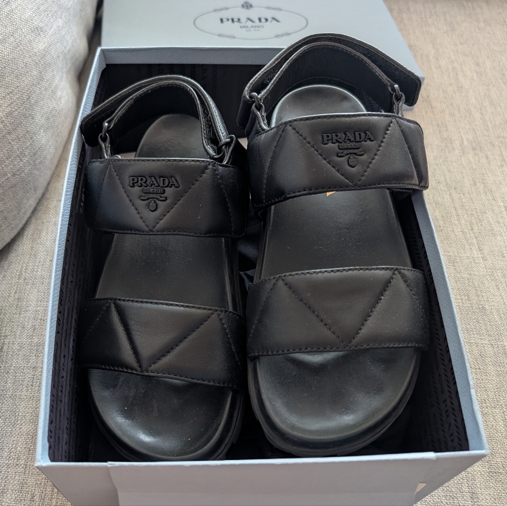 Prada Women's Quilted Black Sandals